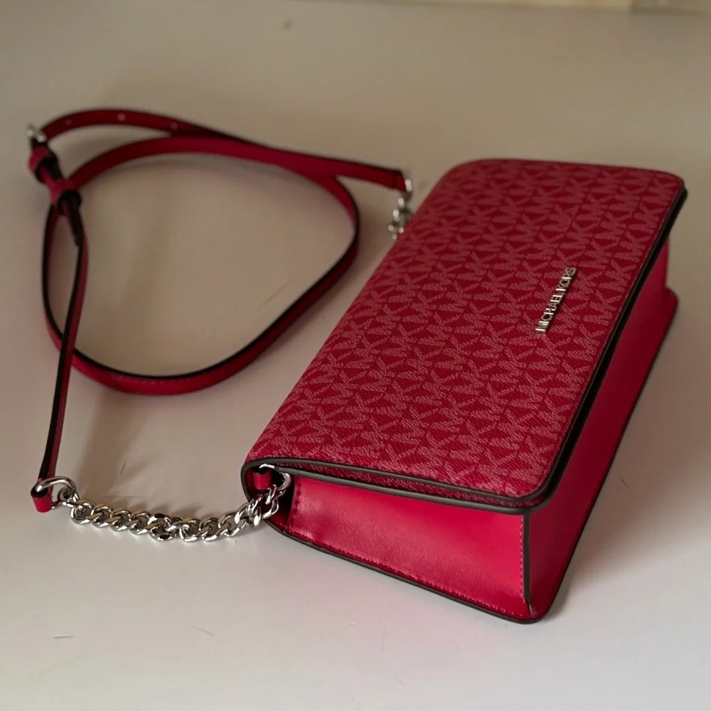 Michael Kors Jet Set Travel MD Shoulder Flap Crossbody Bag MK Dark Raspberry - Picture 9 of 16